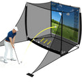 10x8FT Golf Practice Net with 2 Net Side Barriers Outdoor Indoor Golfs Hitting Net with HD Impact Screen Kit for Backyard Home Easy Set up Golf Training for Garage