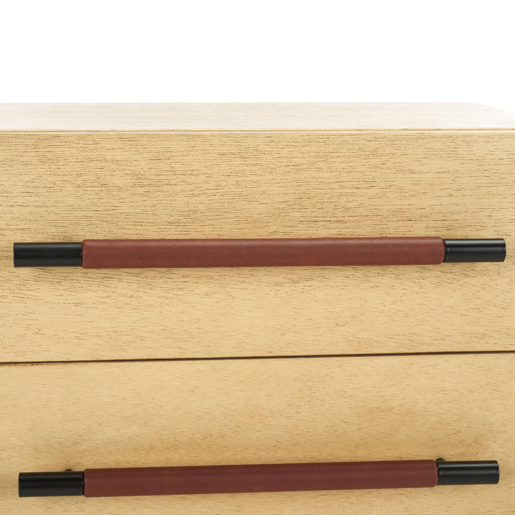 SAFAVIEH Home Collection Tiona Natural/Brown 2-Drawer Accent Table Nightstand