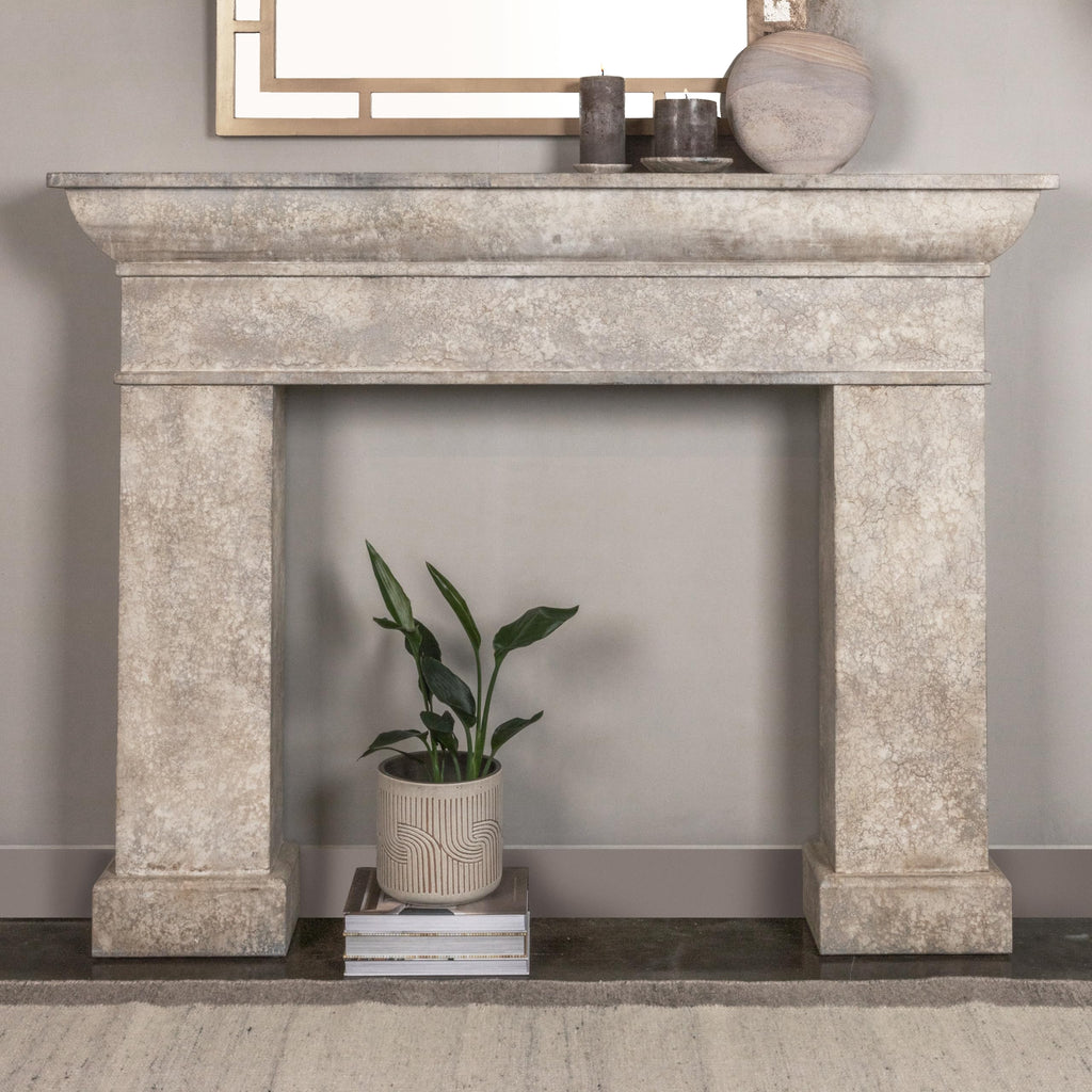 Creative Co-Op Monolith Decorative Fireplace Mantel, Antique
