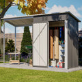 KEIKI Storage Shed 5x3 FT, Small Metal Tool Shed with Gazebo for Outdoor Storage, Galvanized Steel Garden Shed with Lockable Doors for Patio, Backyard, Lawn, Grey