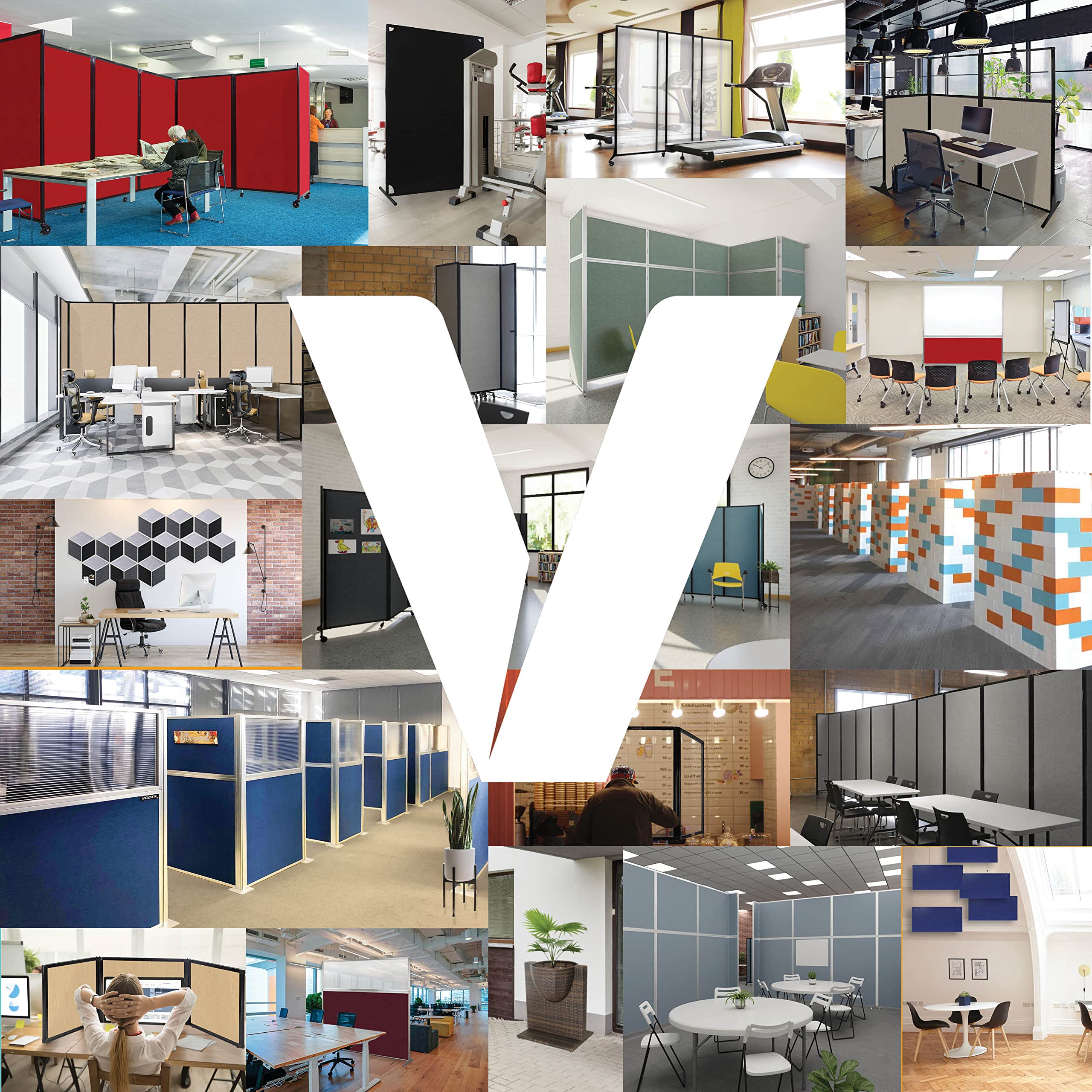 Versare Workstation Partition | Portable Wall Divider | Modern Office Cubicle | Free Standing Privacy Screen | Flexible Work Space | 66" x 70" W/Window, Cloud Gray Fabric Panels