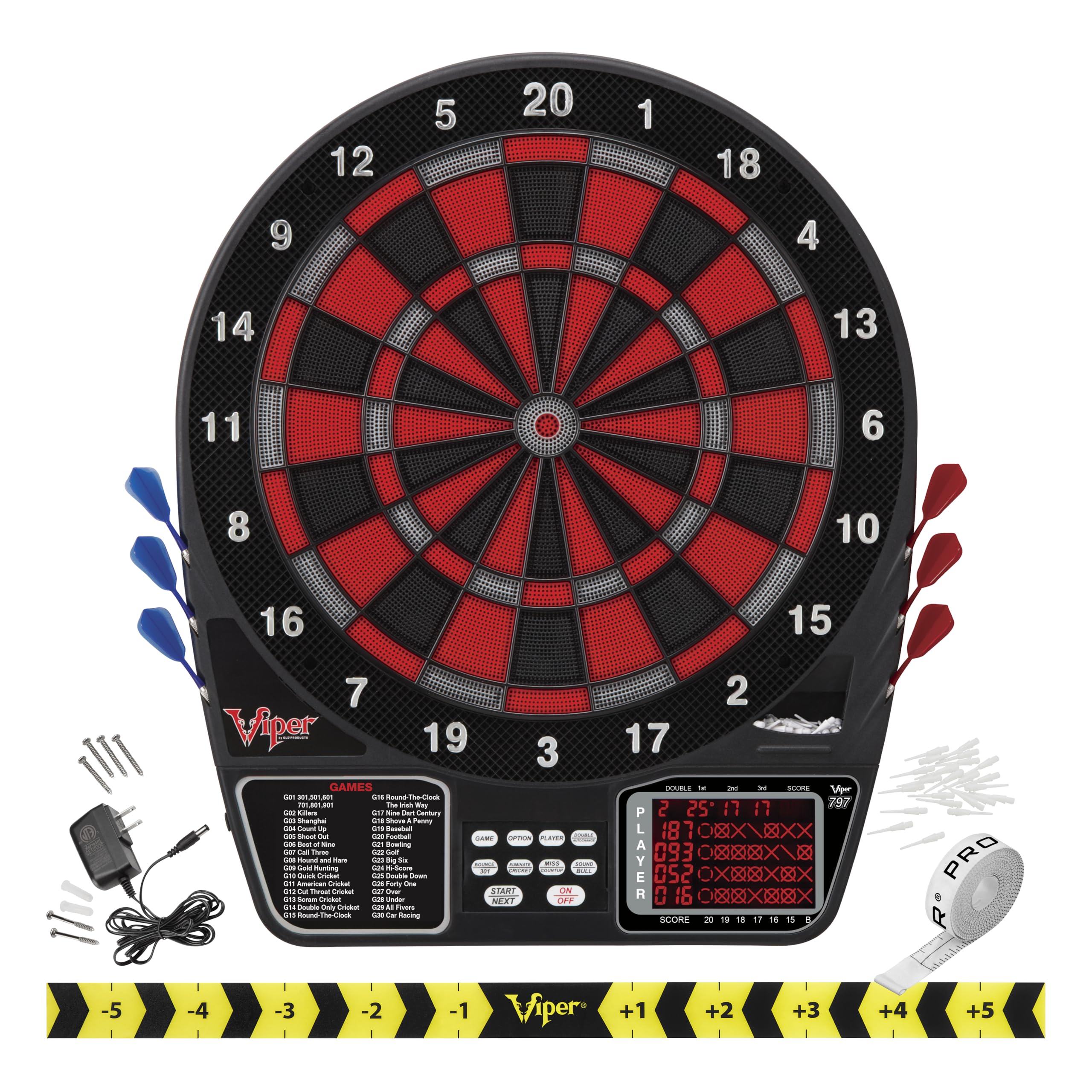Viper by GLD Products Metropolitan Solid Wood Cabinet & Electronic Dartboard Play-Ready Bundle: Deluxe Set (797 Dartboard and Darts), Cinnamon Finish, One Size