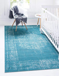 Unique Loom Aarhus Collection Vintage Border Area Rug (10' 0 x 13' 0 Rectangular, Teal/Ivory)