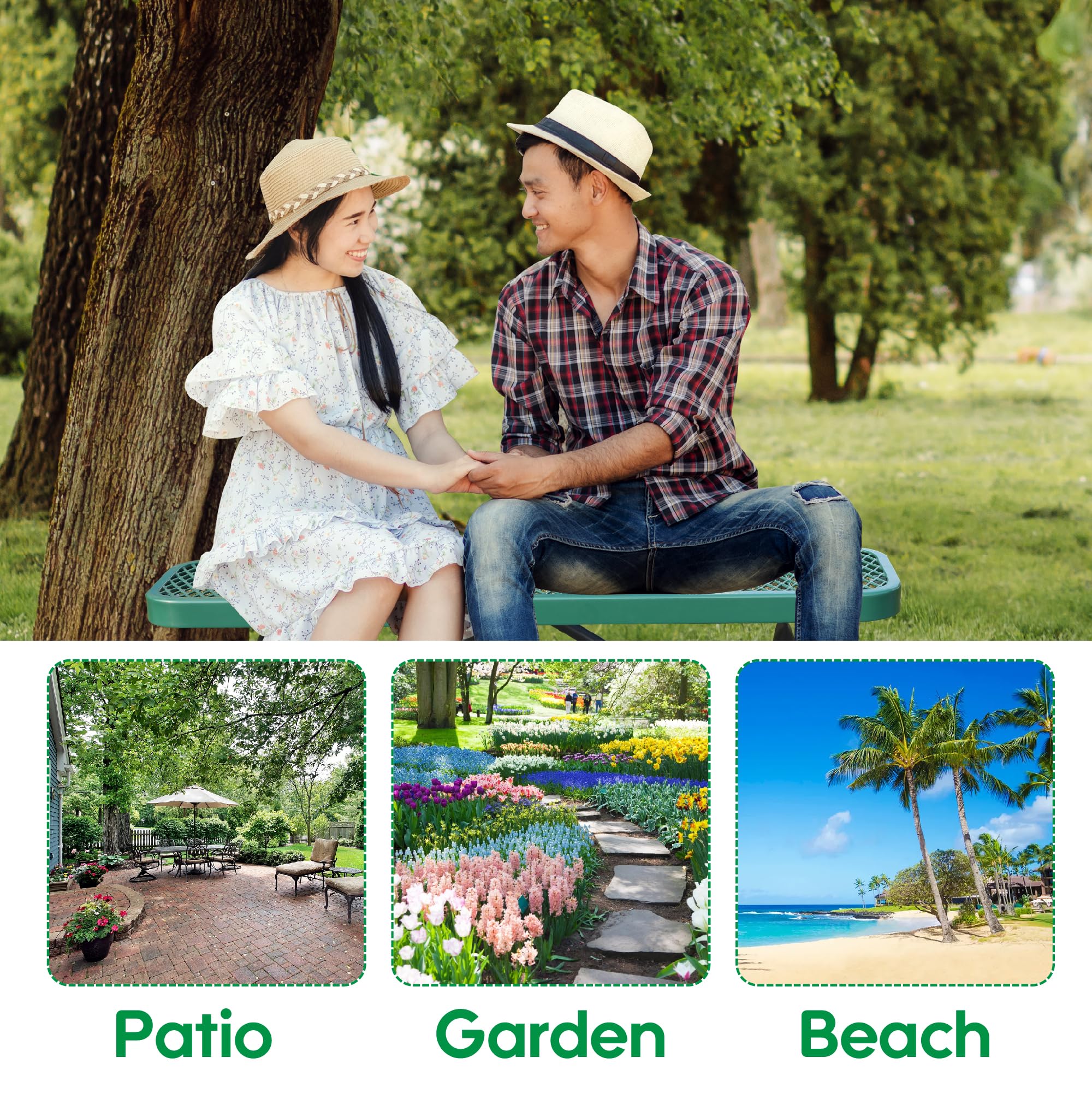 Sunnibety 6 Feet Heavy Duty Metal Park Bench for Outside, Outdoor Bench with Portable Frame, Commercial Benches for Shopping Mall, Store, Park, Patio, Deck, Green