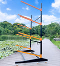 AlloyLake 4-Tier Freestanding Kayak Rack, Pro-Grade Heavy Duty Outdoor Storage for 4 Boats, 440 lbs Max Capacity, Rust-Proof 304 Stainless Steel Hardware (Orange)