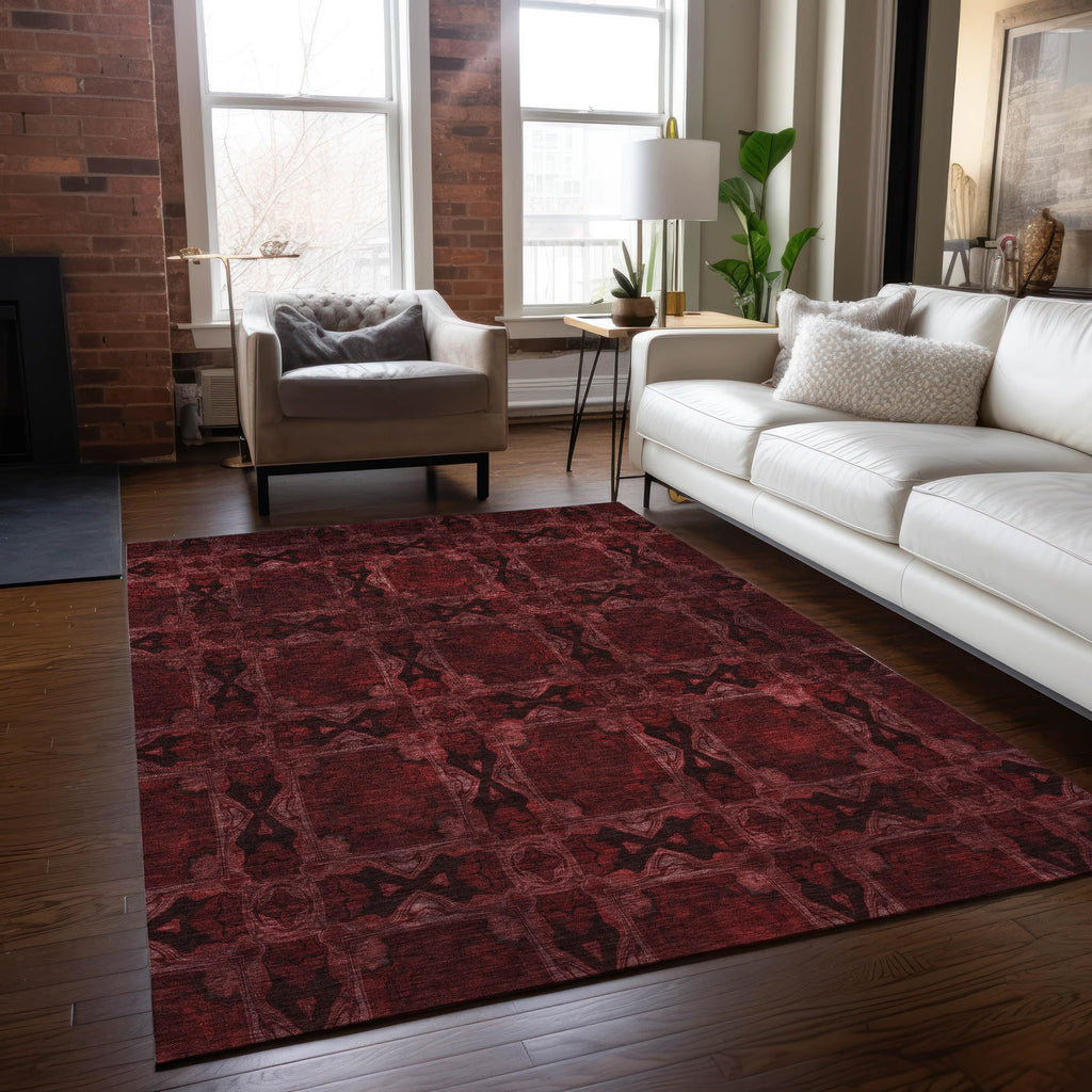 Addison Rugs Chantille ACN564 Red 9' x 12 Indoor Outdoor Area Rug, Stain Resistant, Machine Washable, Non Shedding, Bedroom, Living Room, Dining Room, Kitchen Rug