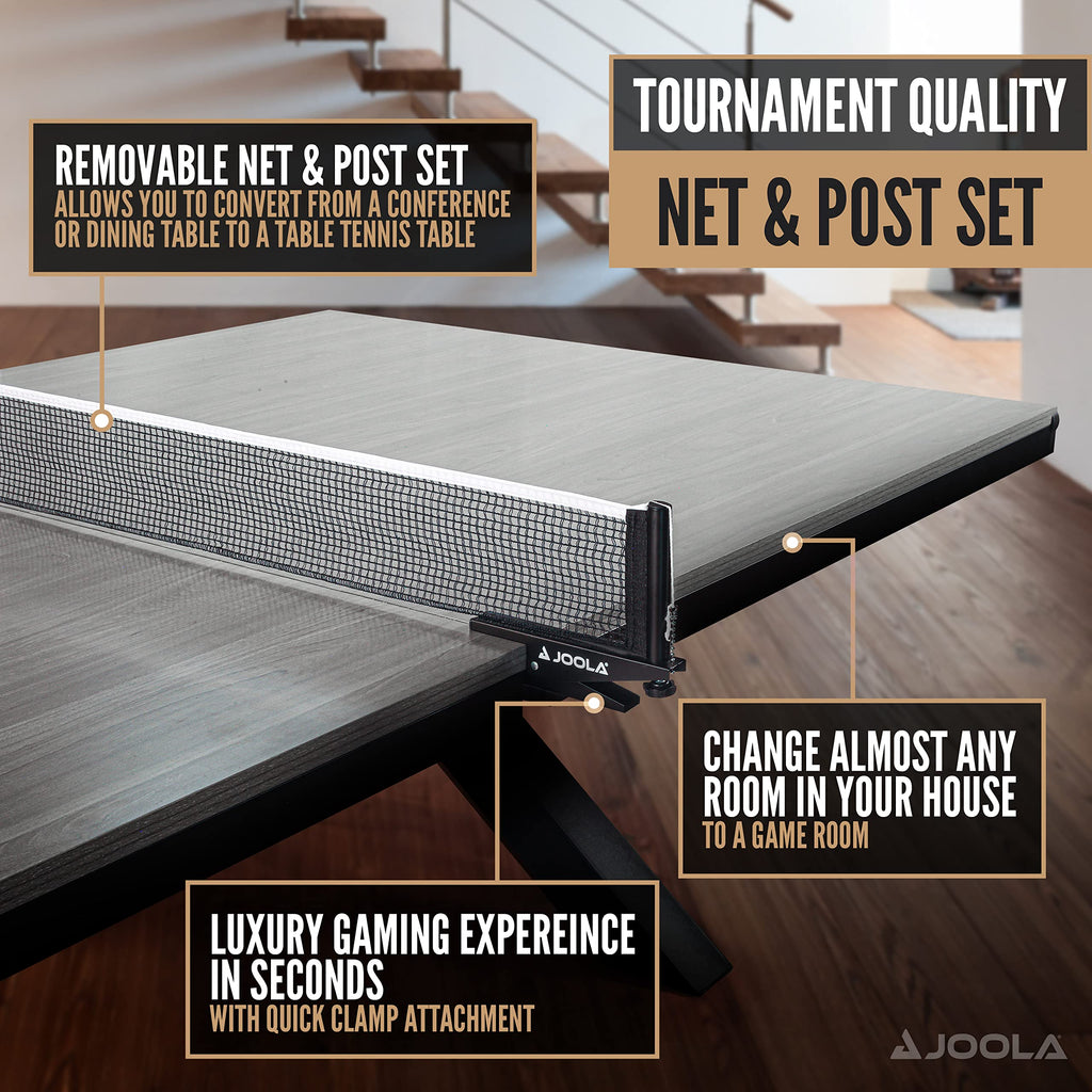 JOOLA Brighton Indoor Table Tennis Table - Ping Pong Table, Conference Table, Dining Table Combo - Game Table for Indoor Games, Regulation Size Ping Pong Table with Ping Pong Net, Seats 10-12