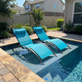PURPLE LEAF Patio Oversized Chaise Lounge Chair Set of 2 Pool Adjustable Recliner Chairs for Outside Beach Outdoor Sunbathing Tanning Poolside Lounges Turquoise Blue