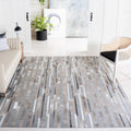 SAFAVIEH Studio Leather Collection 8' x 10' Ivory/Grey STL222A Handmade Mid-Century Modern Leather & Viscose Area Rug