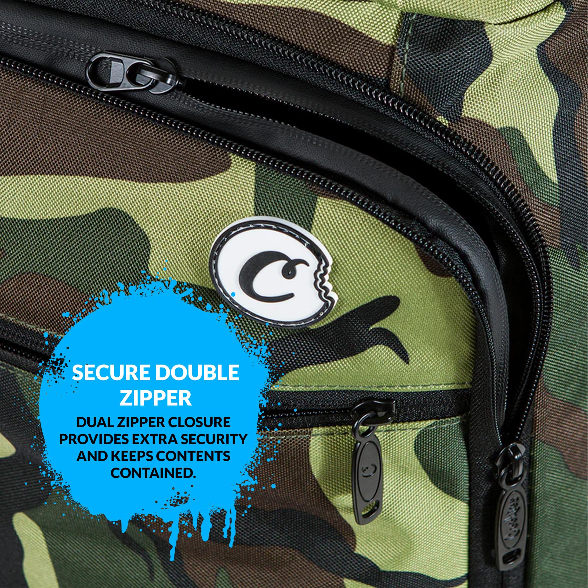 Cookies Trek Roller Smell Proof Travel Bag – Oversized Rolling Luggage with Double Zipper, Durable Nylon Canvas Build, Extra Large Storage for Travel, Gear, Road Trips & Streetwear Carry – Green Camo