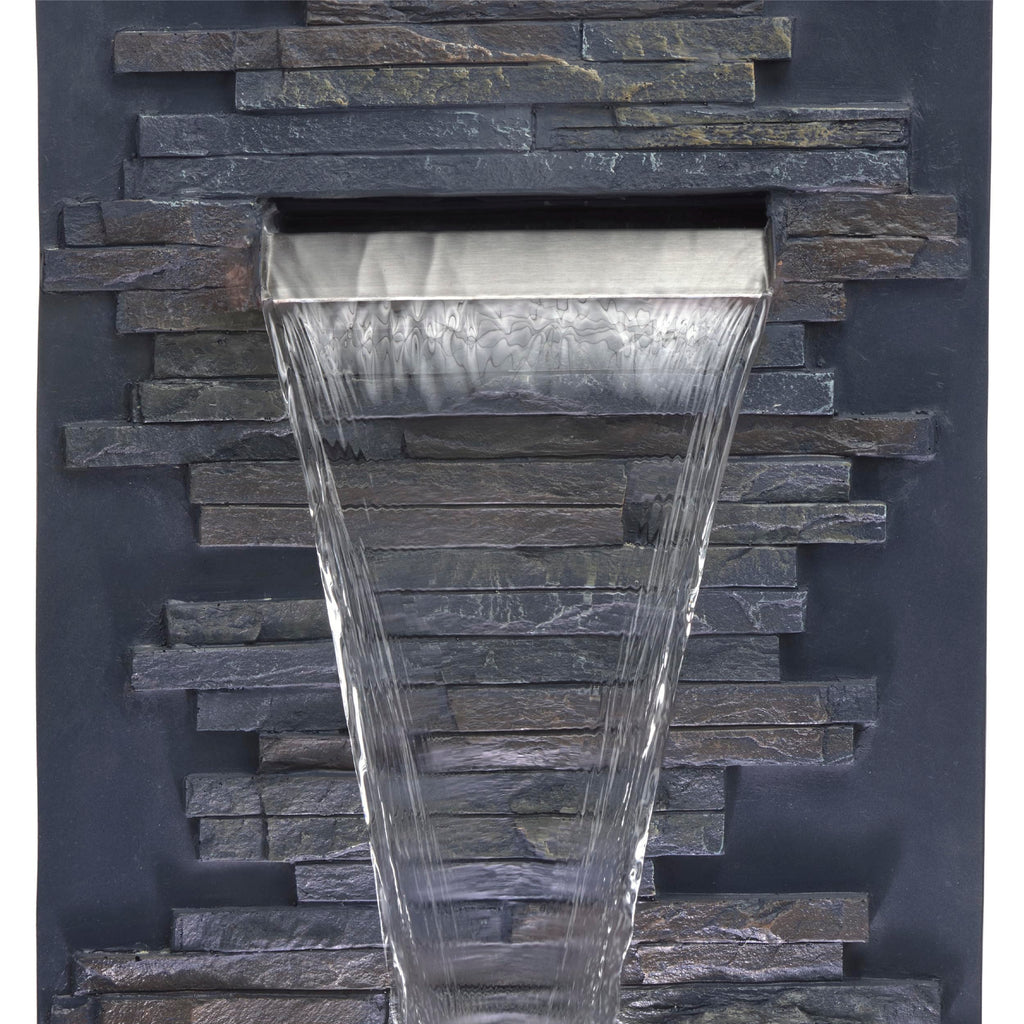 Alpine Corporation 32" Cascading Stone Wall Fountain with LED Lights – Outdoor Water Feature for Garden, Patio, Backyard & Home Decor, Gray