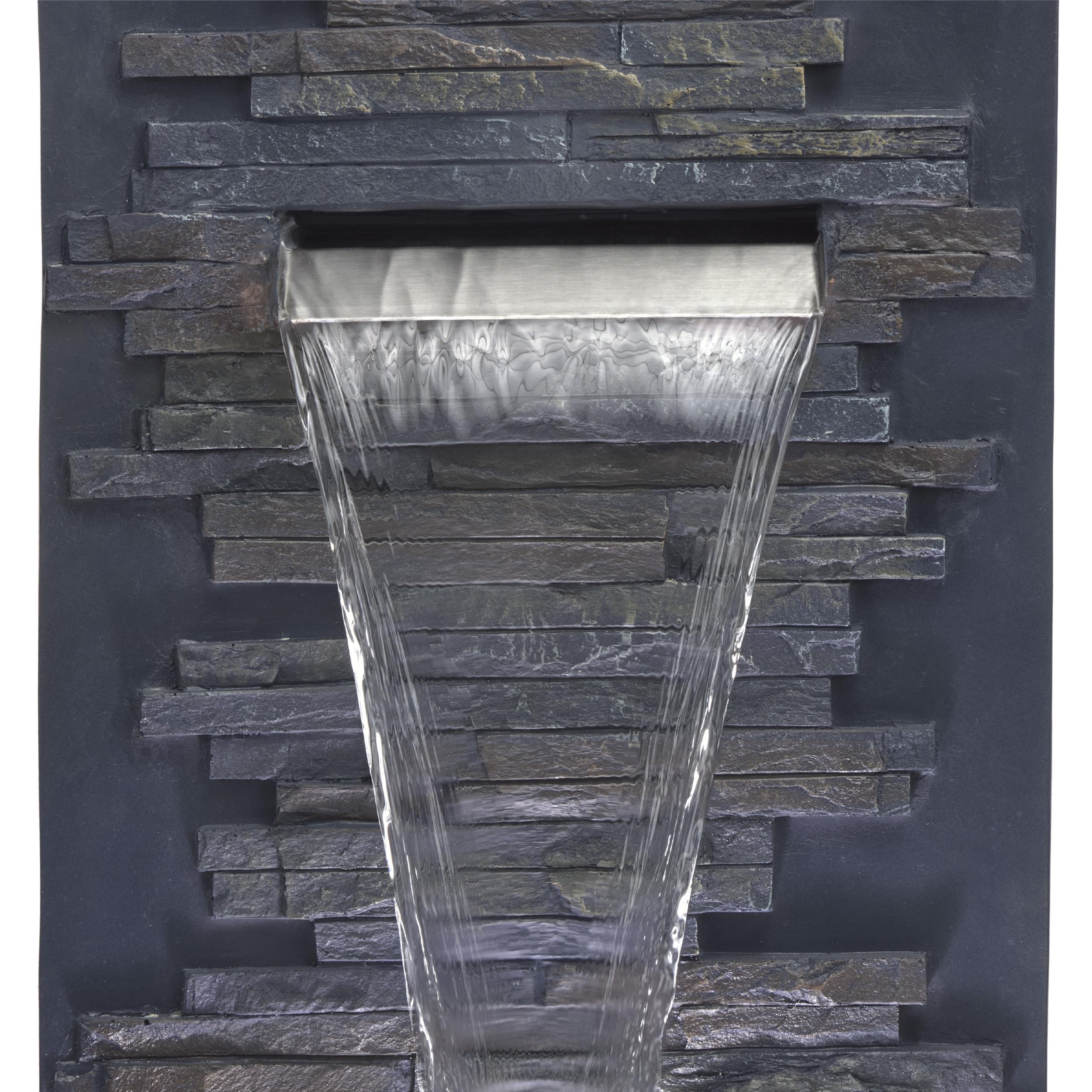 Alpine Corporation 32" Cascading Stone Wall Fountain with LED Lights – Outdoor Water Feature for Garden, Patio, Backyard & Home Decor, Gray