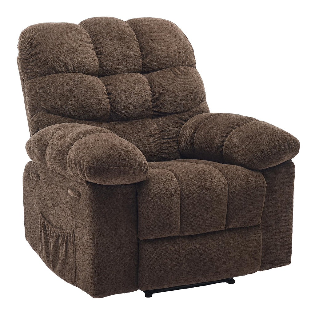21.2'' Manual Recliner Chair,Ergonomic Overstuffed Breathable Fabric Reclining Chair with Side Pockets,Q235 Steel Frame Lazy Boy Recliner Single Sofa for Living Room Bedroom