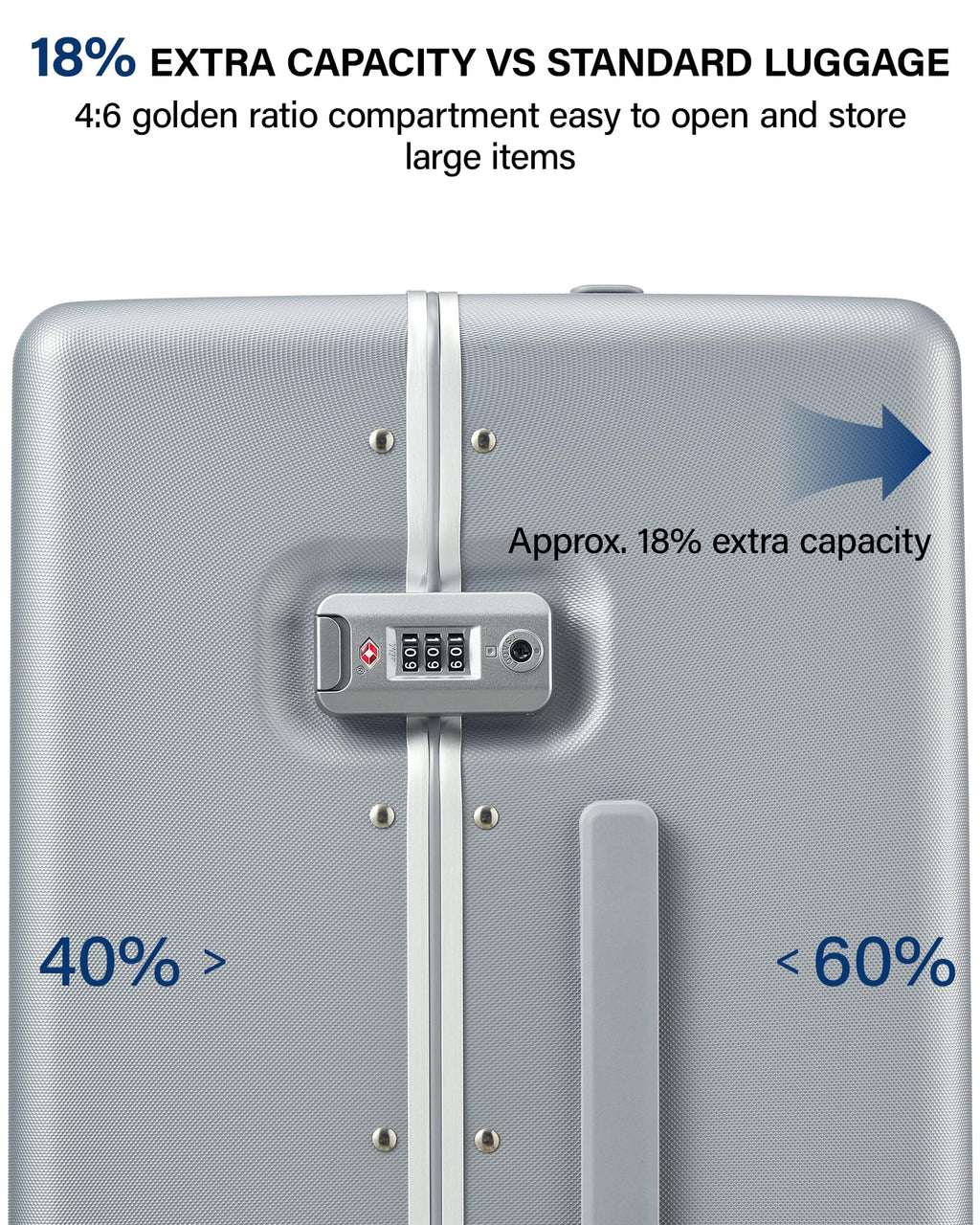 Hanke Premium 24 Inch Zipperless Medium Checked Luggage, Aluminum Frame Hard Shell PC Suitcase with TSA Lock and Multi-Handle Design, 8 Quiet Spinner Wheels for 1-2 Week Trip（Grey）