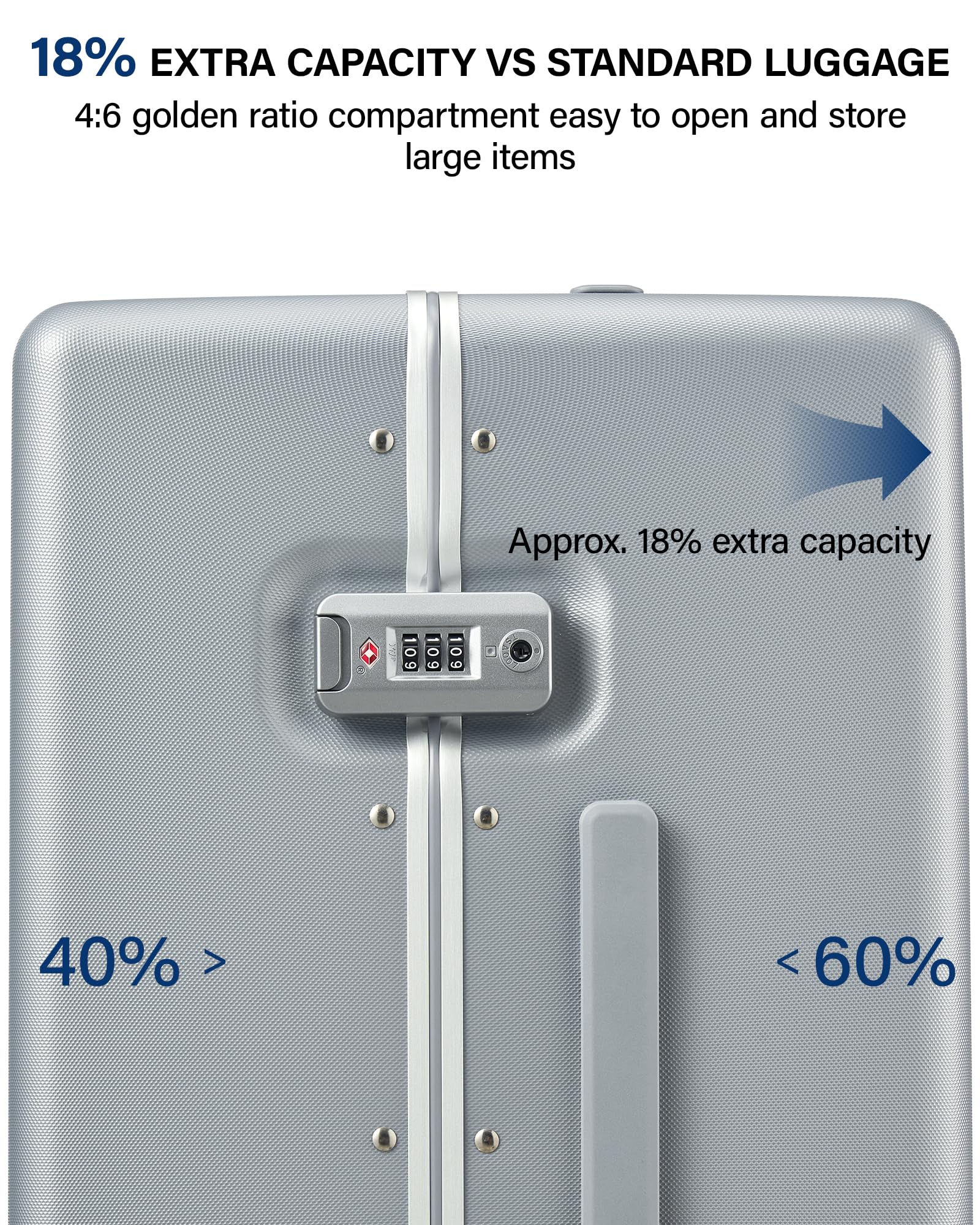 Hanke Premium 24 Inch Zipperless Medium Checked Luggage, Aluminum Frame Hard Shell PC Suitcase with TSA Lock and Multi-Handle Design, 8 Quiet Spinner Wheels for 1-2 Week Trip（Grey）