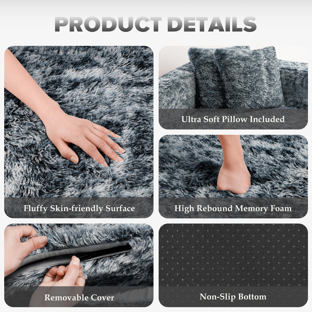 HABUTWAY Convertible Sofa Bed, 3-in-1 Futon Sofa Bed with Pillow, Foldable Pull Out Floor Sofa Bed with Removable Cover, Plush Boneless Couch for Living Room/Bedroom/Dorm