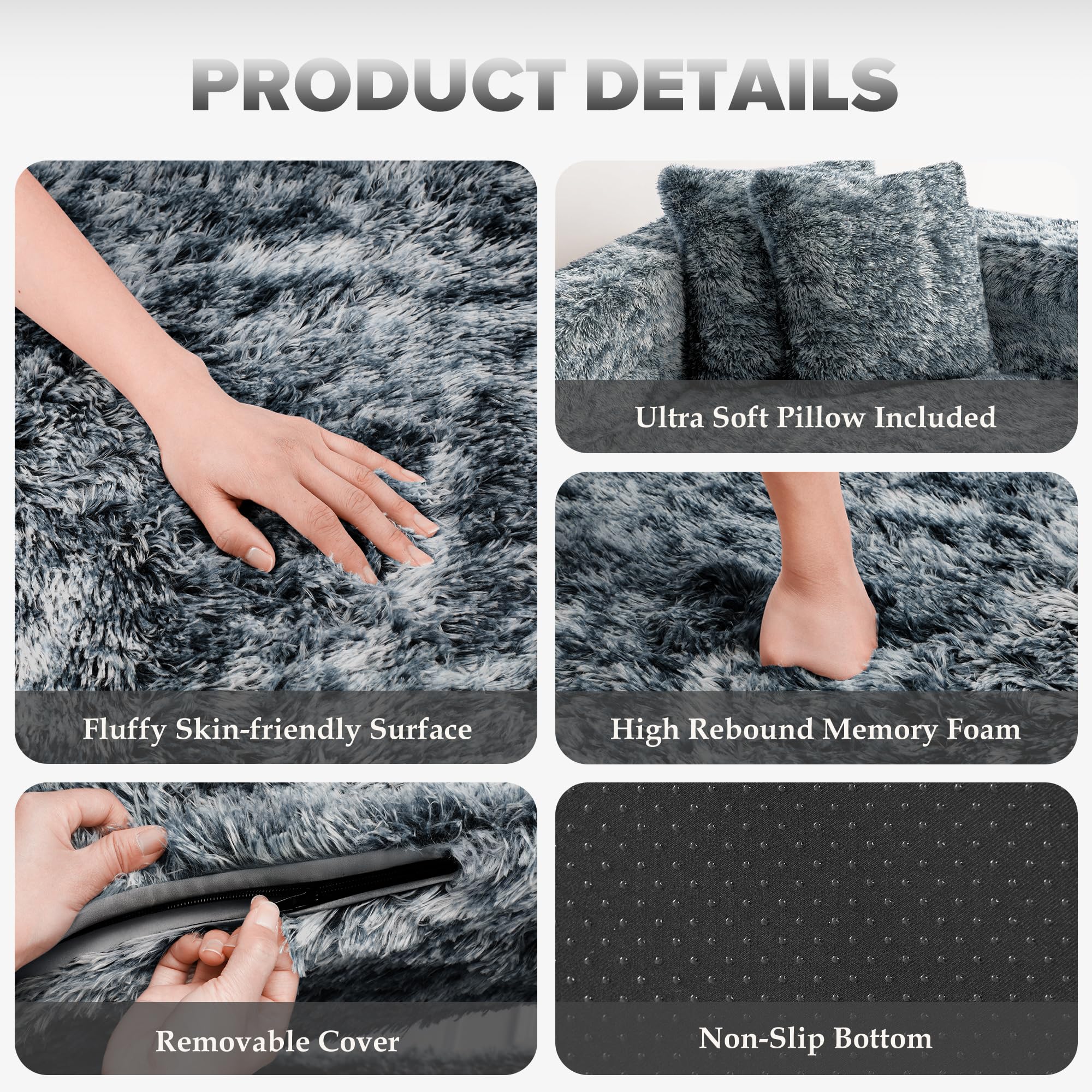 HABUTWAY Convertible Sofa Bed, 3-in-1 Futon Sofa Bed with Pillow, Foldable Pull Out Floor Sofa Bed with Removable Cover, Plush Boneless Couch for Living Room/Bedroom/Dorm