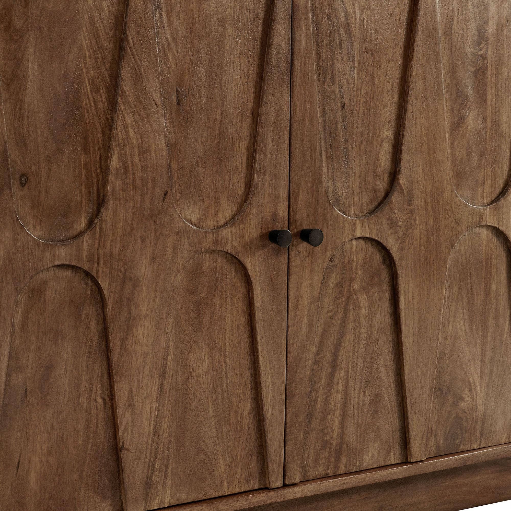 Modway Veda 72 Inch Mango Wood Sideboard Storage Cabinet in Walnut - Mid-Century Modern Buffet Credenza with 4 Doors