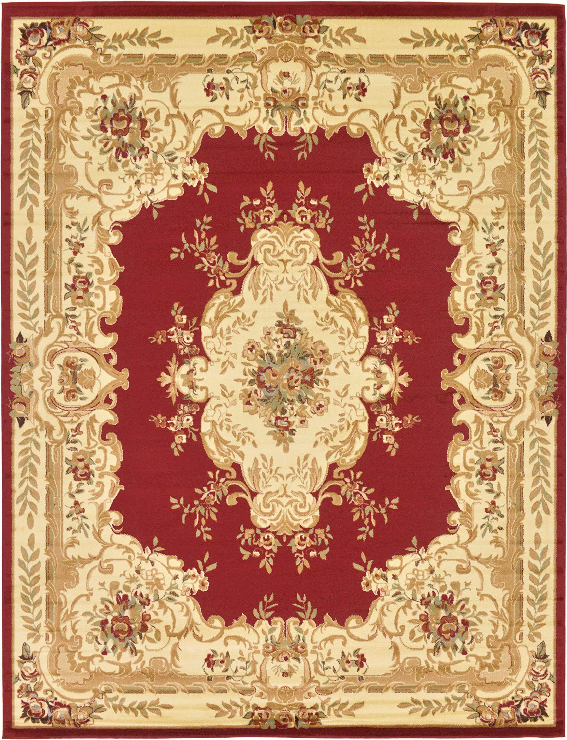 Unique Loom Versailles Collection Traditional Classic Medallion Motif Area Rug (10' 0 x 13' 0 Rectangular, Burgundy/ Ivory)