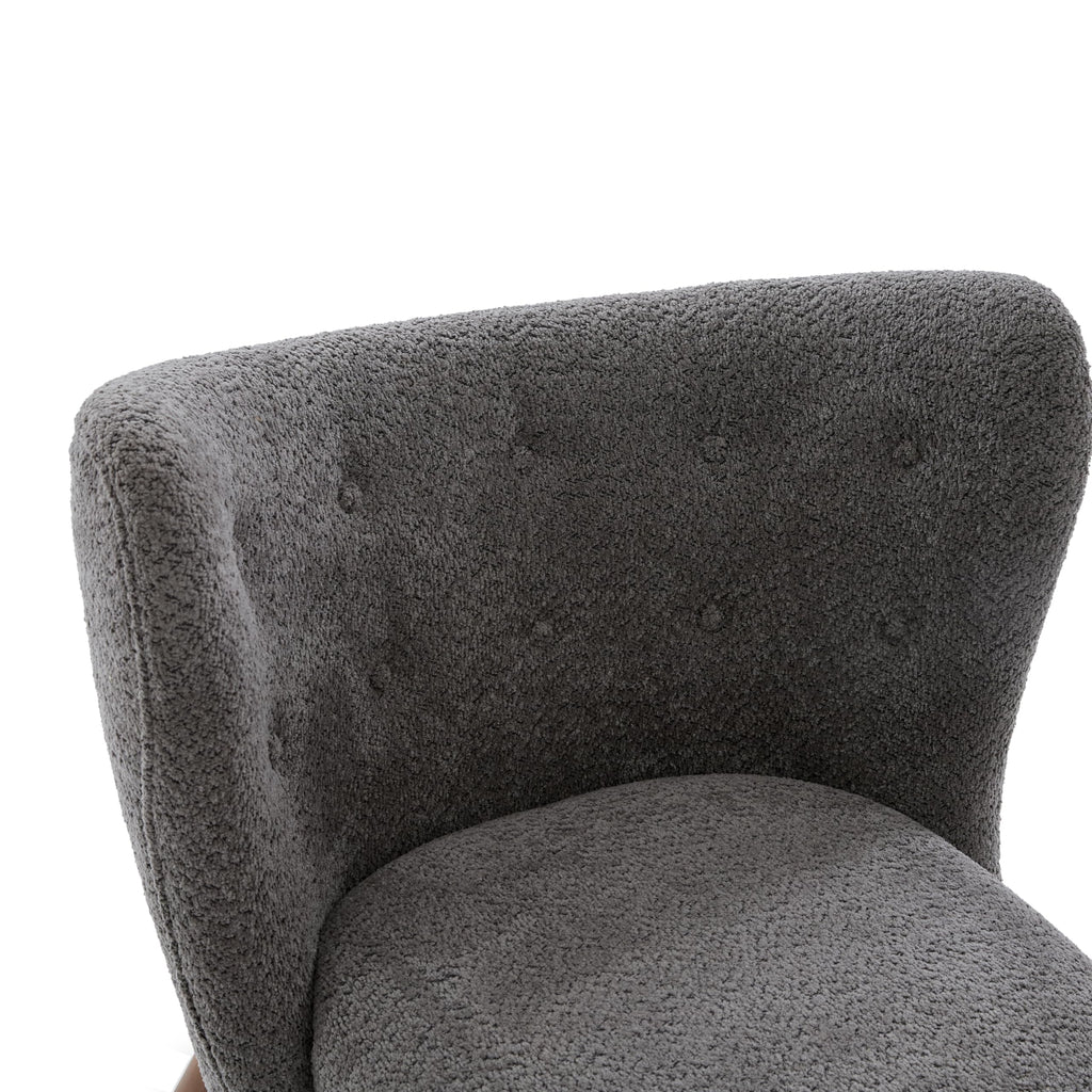Christopher Knight Home Aurora Boucle Upholstered Wingback Accent Chair, Solid Wood Living Room Slipper Chair, Bedroom Comfy Reading Chair, Dark Grey