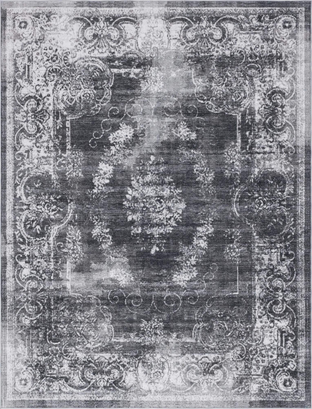 Unique Loom Aarhus Collection Vintage Border Area Rug (10' 0 x 13' 0 Rectangular, Charcoal/Ivory)