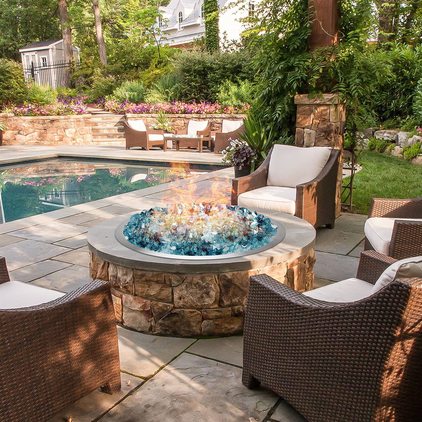 Stanbroil 31-Inch Round Fire Pit Burner Pan, Drop-in Fire Pit Insert for Natural & Propane Gas Firepit Table, Stainless Steel, BTU 296,000 Max