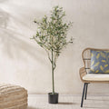 Artificial Olive Tree, Faux Potted Plant with Realistic Leaves and Olives, 59 Inch Tall, Indoor Decor