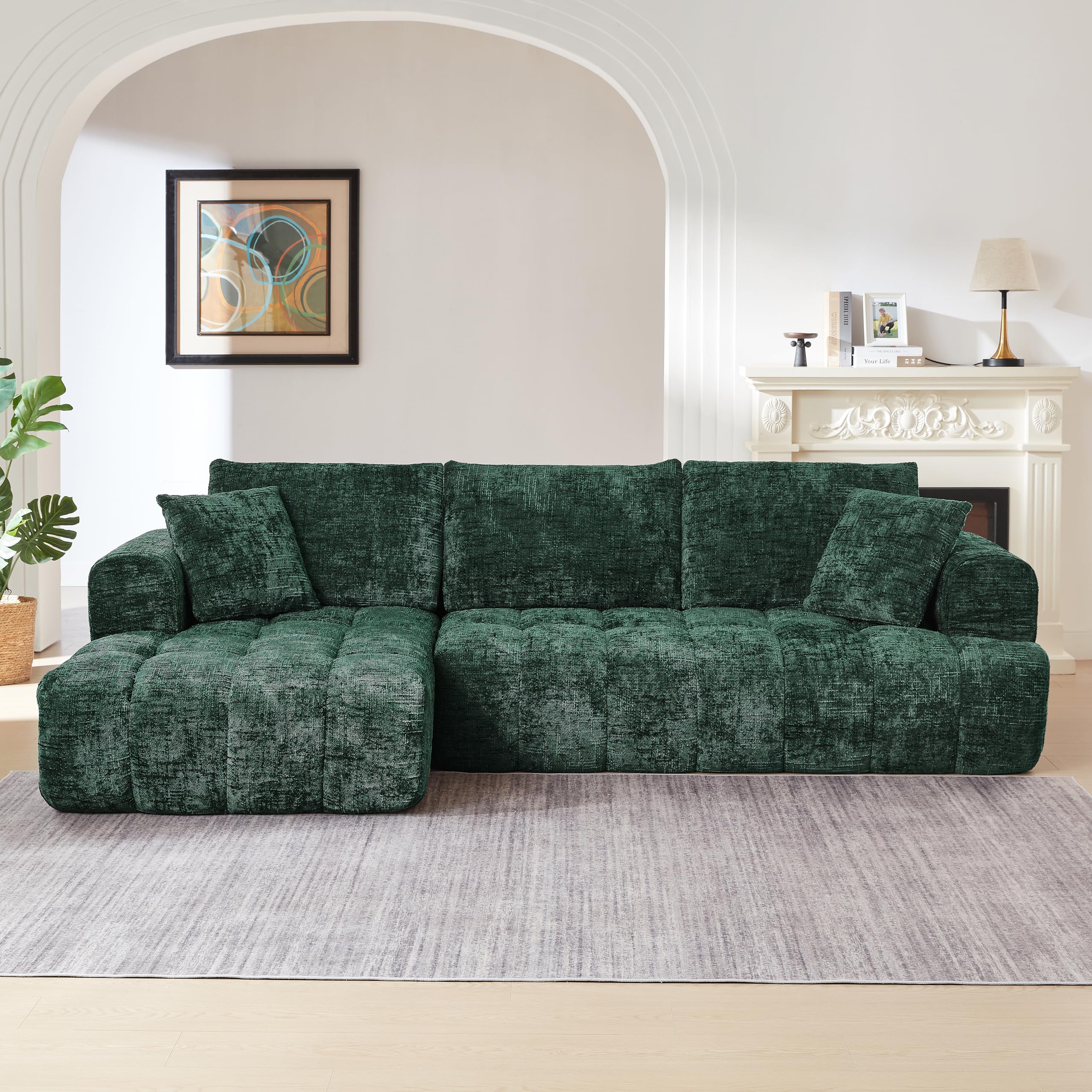 KEIKI 108.3" L-Shape Oversized Sectional Sofa, Premium Chenille Modular Couch for Stylish Apartments, Spacious Lounger for Daily Relaxation, Minimalist Aesthetic, No-Assembly Deep-Comfort Sleeper