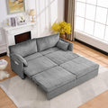 KEIKI 73" 3-in-1 Pull Out Sofa Bed, Convertible Corduroy Sleeper Sofa with USB Ports & Side Pockets, Modern Futon Couch for Living Room, Apartment or Bedroom, Gray