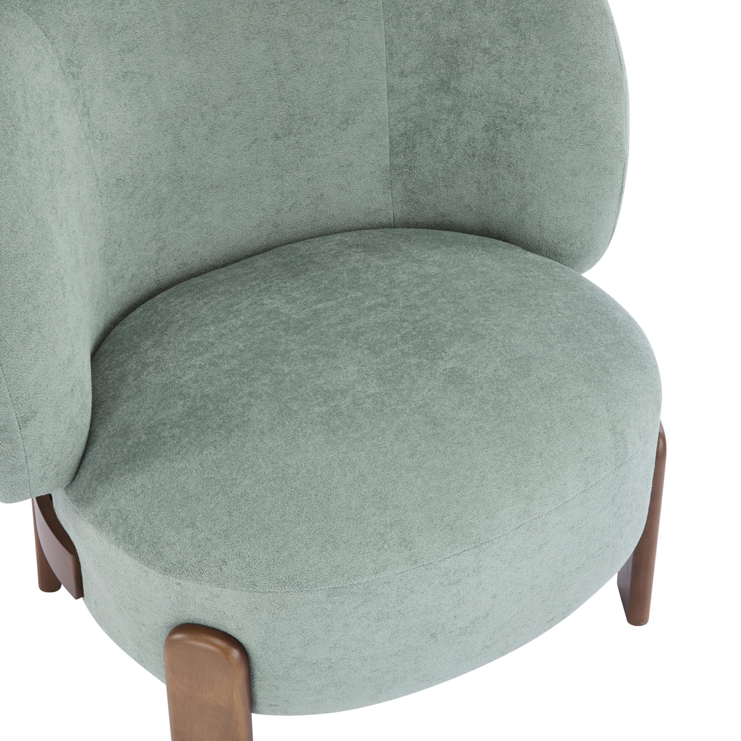Christopher Knight Home Lily Solid Wood Wingback Accent Chair, Fabric Upholstered Club Chair, Curved Backrest Single Sofa, Comfy Reading Lounge Chair for Living Room, Soft Cushion Seating, Green
