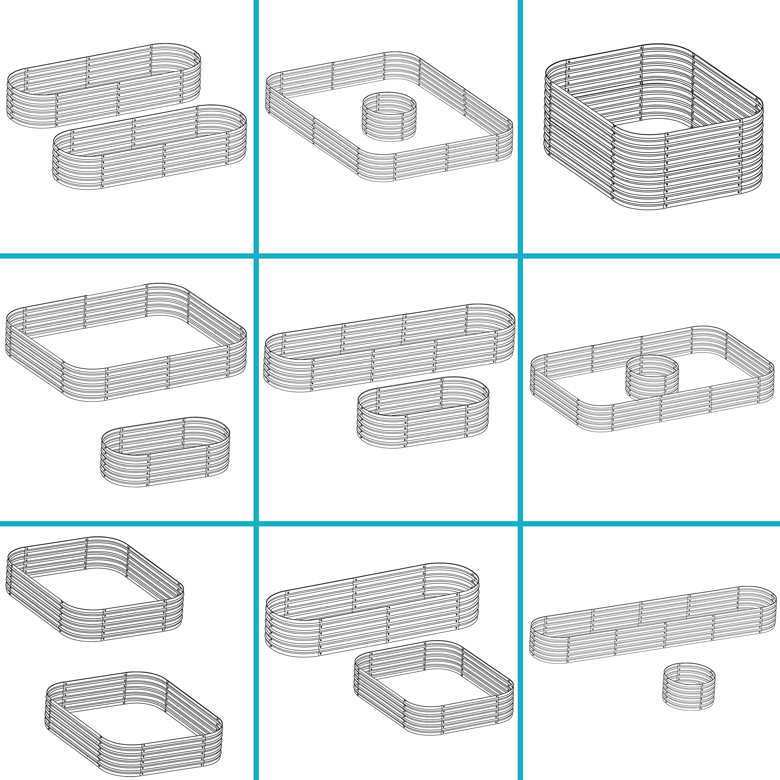 Sunnydaze 79-Inch Oval Raised Garden Bed - Stackable Steel Vegetable Flower Bed Planter Kit with Rubber Edge Trim - Silver