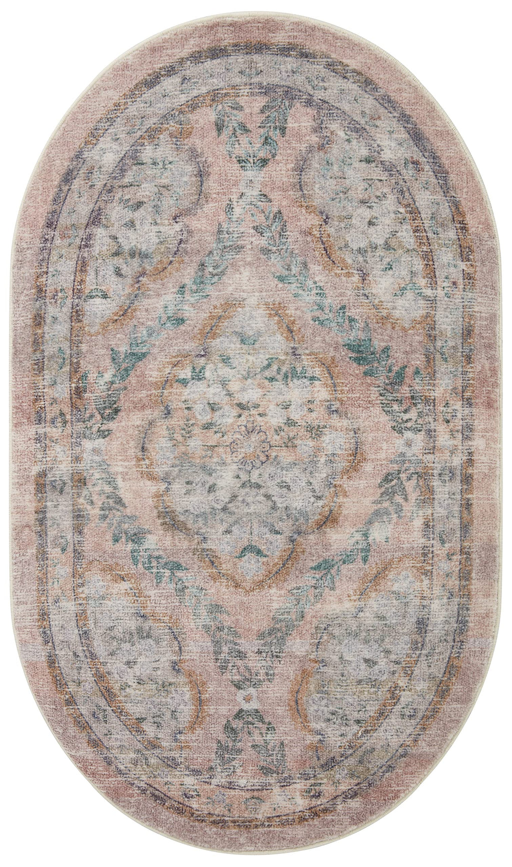 Loloi Rifle Paper Co. Courtyard Collection COU-02 Blush 7'-6" x 9'-6" Area Rug feat. CloudPile