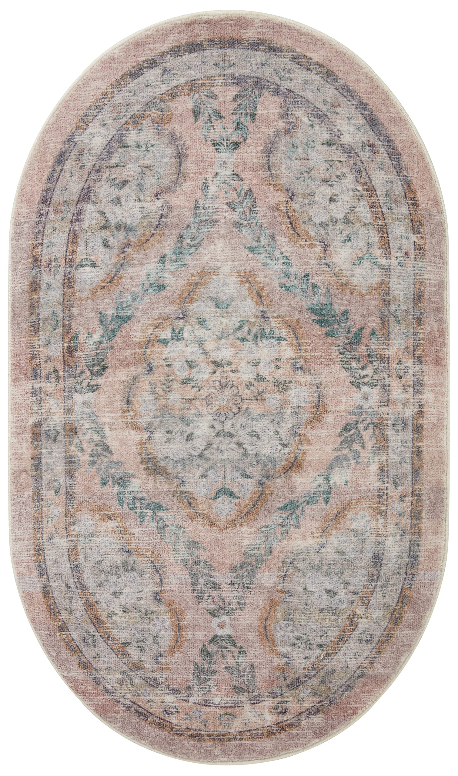Loloi Rifle Paper Co. Courtyard Collection COU-02 Blush 7'-6" x 9'-6" Area Rug feat. CloudPile