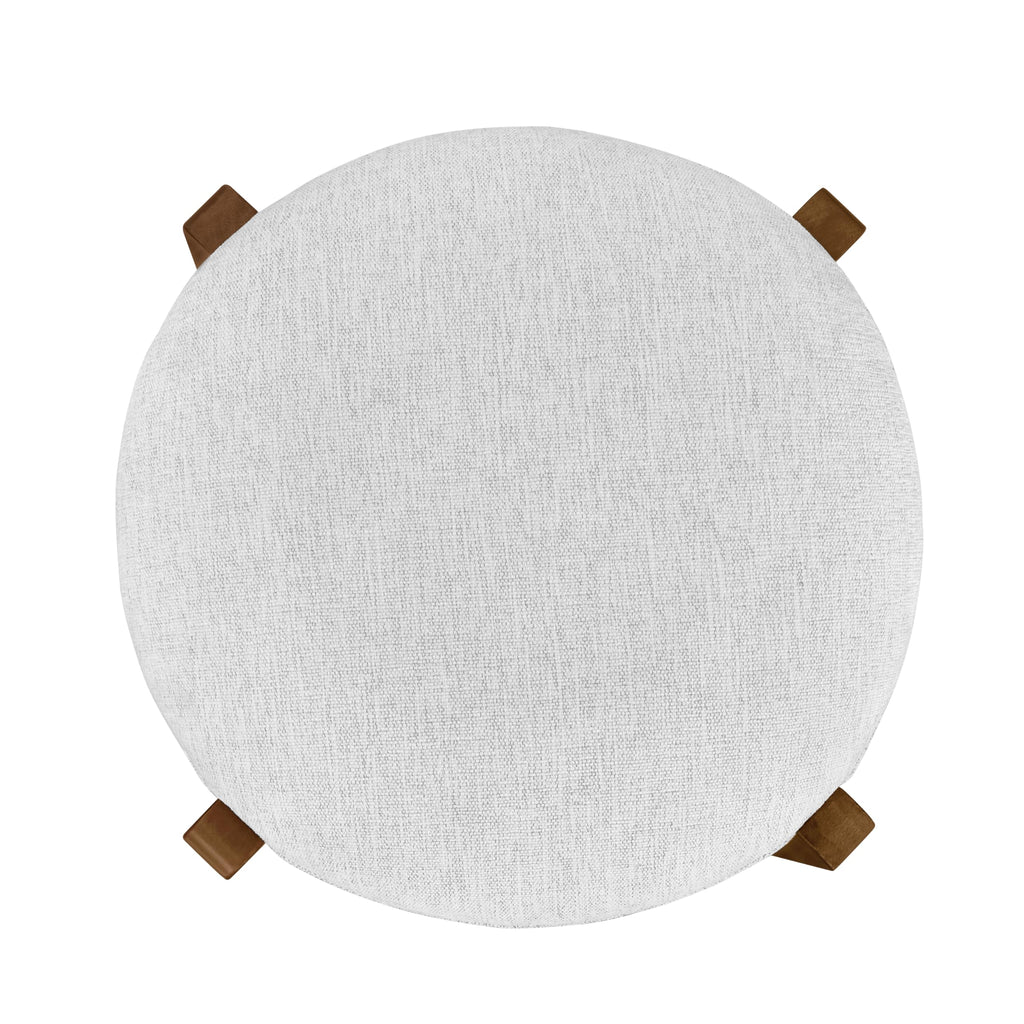 Christopher Knight Home Lilac Modern Counter Height Bar Stools Set of 2, Fabric Round Stool Chair for Kitchen Island, Wood Dining Room Chair, Upholstered Counter Stool with Footrest,Dark Walnut+Ivory