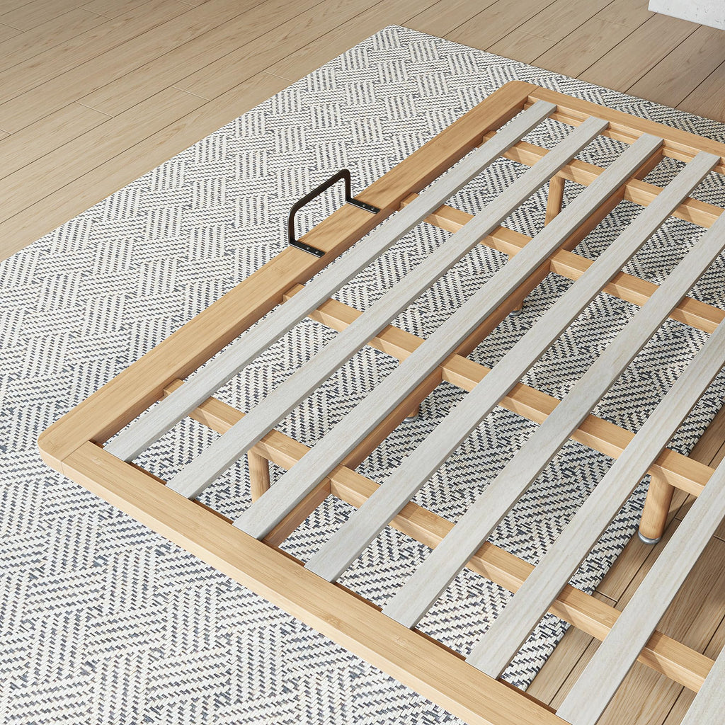 KEIKI King Size Bamboo Platform Bed, Mid-Century Modern Style Floating Bed Frame with Wooden Solid Support Slats, No Box Spring Needed, Easy Assembly, Noise Free, for Bedroom, Guest Rooms, Natural