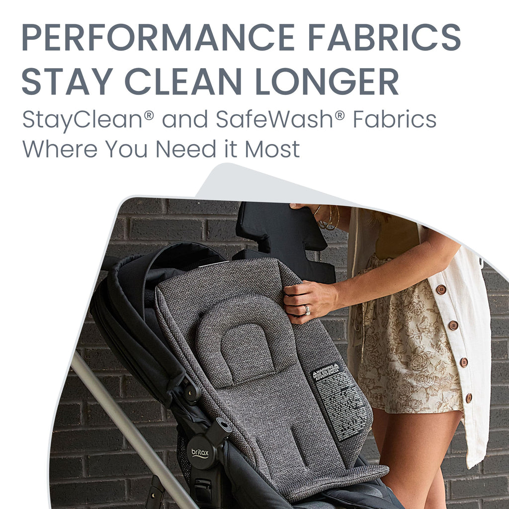 Britax Grove Modular Stroller, Lightweight Stroller with CozyFit Insert and Bumper Bar, 6 Ways to Ride, SafeWash, Pindot Onyx