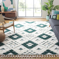 SAFAVIEH Area Rug 8x10 - Moroccan Tassel Shag Collection - Large - Green & Ivory, Non-Shedding & Easy to Clean, Plush High-Low Texture, Ideal for Living Room, Bedroom, Dining Space (MTS688Y)