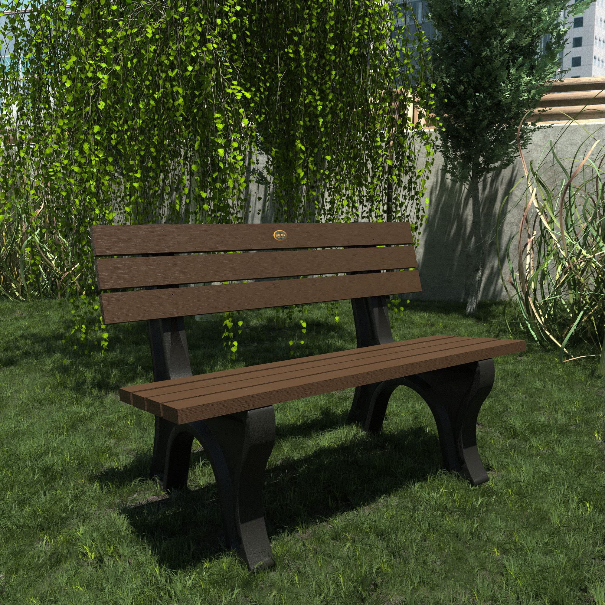 Sequoia Professional Aurora 4 ft Park Bench, Weathered Acorn