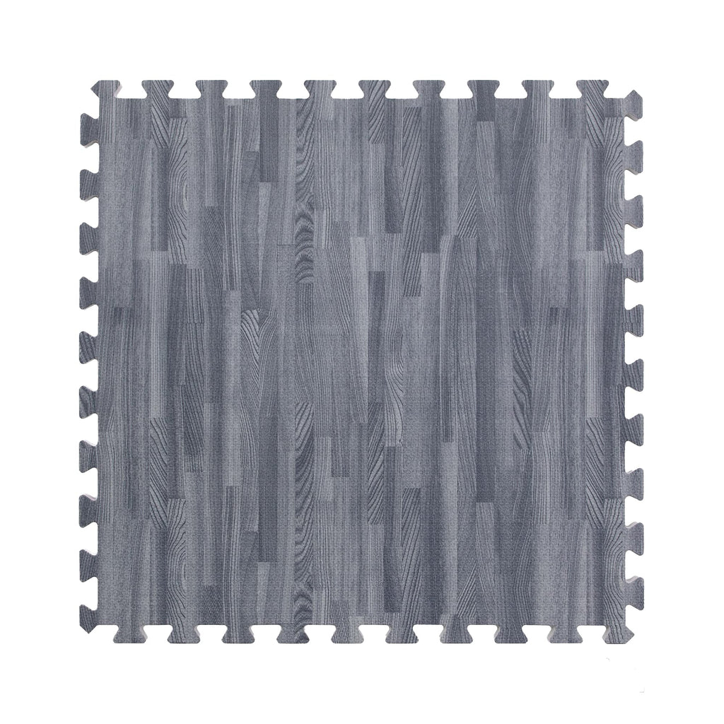 IncStores Premium Soft Wood Print Foam Flooring Tiles | Interlocking Foam Tiles for Home, Gym, Training and Yoga | 5/8" - Grey, 144 Square Feet