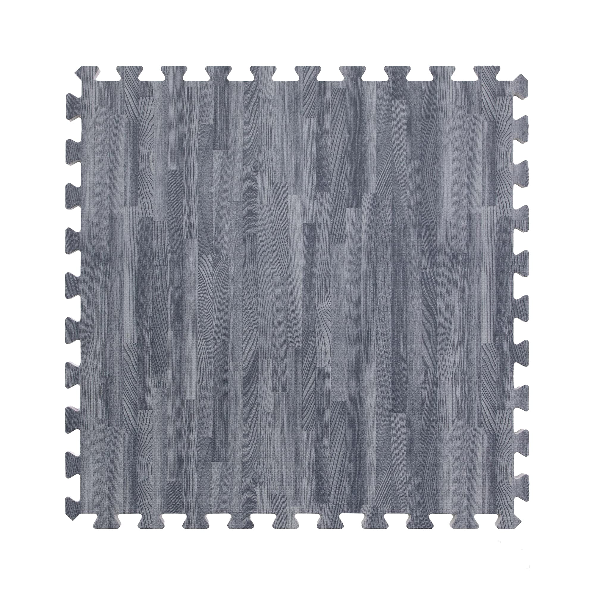 IncStores Premium Soft Wood Print Foam Flooring Tiles | Interlocking Foam Tiles for Home, Gym, Training and Yoga | 5/8" - Grey, 144 Square Feet