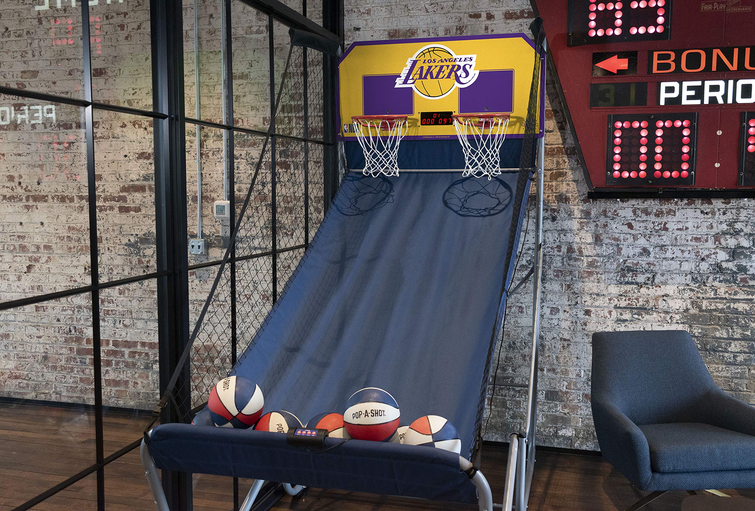 Pop-A-Shot - Home Dual Shot with Los Angeles Lakers NBA Graphics l Sensor Scoring l 16 Game Modes l 7 Balls l Foldable Storage l for All NBA Fans