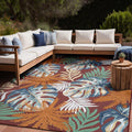 Luul Home Floral Indoor Outdoor Rugs 9x12 Large Area Rug for Living Room, Patio Decor, Kitchen, and Entryway Rug, Washable Stain Resistant Outside Carpet Red 9 x 12
