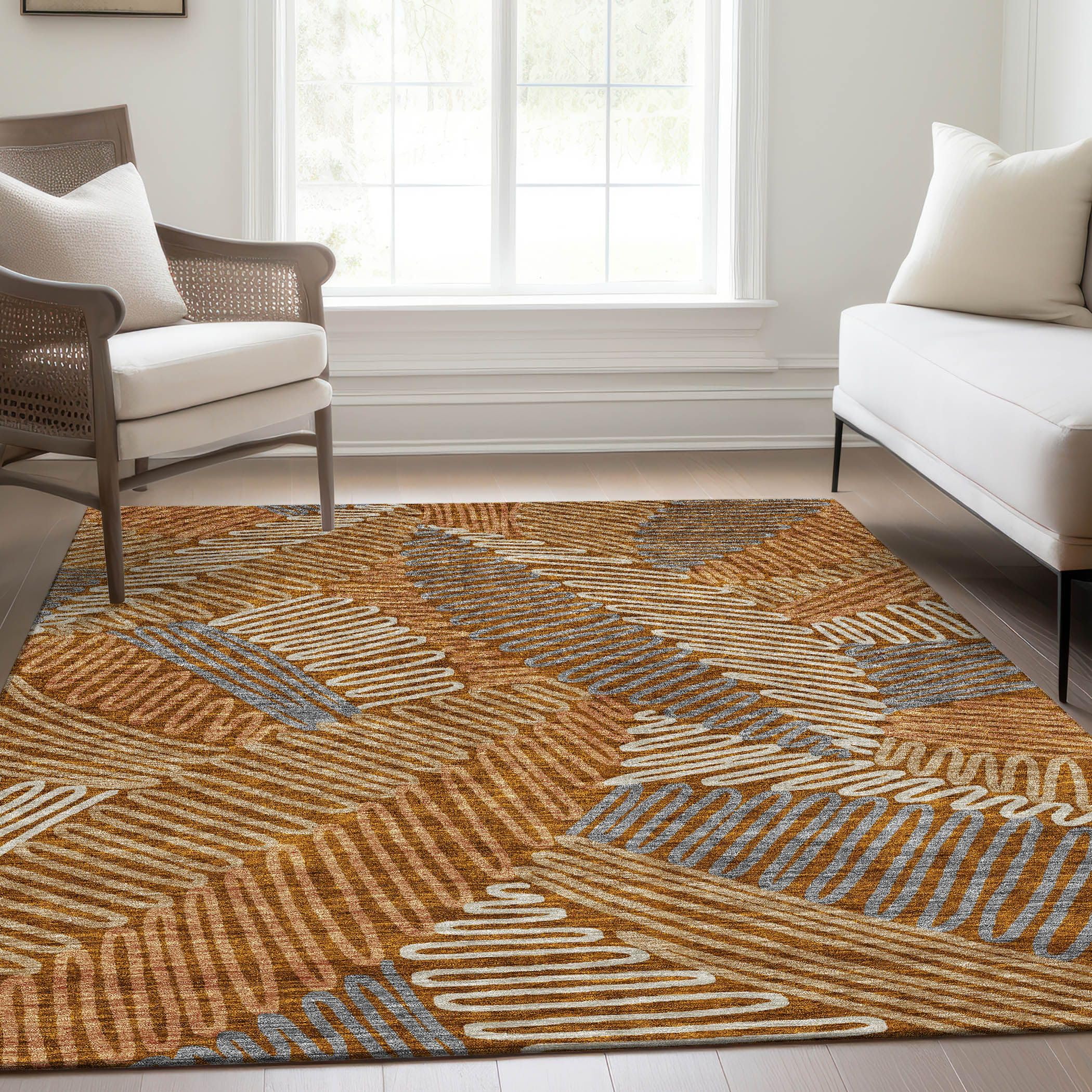 Addison Rugs Mayfield AMF904 Paprika 9' x 12' Indoor Premium Machine Washable Runner Rug, Silky Soft, Easy Clean, Non Shedding, Bedroom, Living Room, Dining Room, Kitchen, Patio Rug