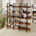 5-Tier Bookcase, Tall Industrial Bookshelf for Home Office, Storage Organizer with Metal Frame, Brown