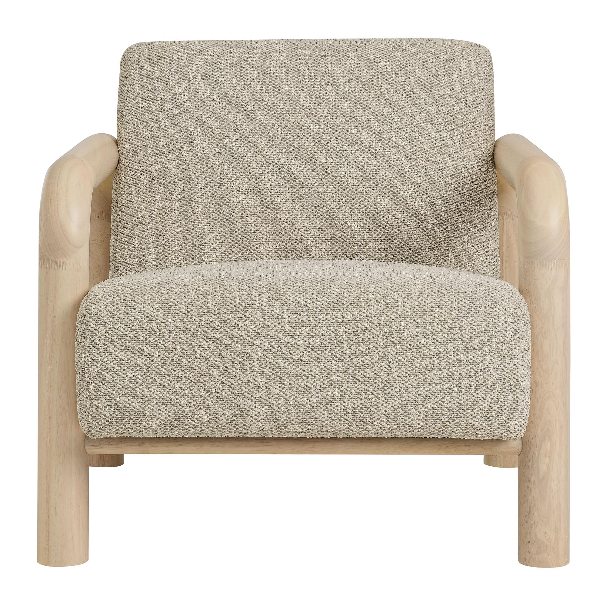 Modway Sereno Modern Boucle Fabric Accent Chair in Marble Oak with Rounded Wood Armrests – Upholstered Lounge Chair for Living Room or Bedroom