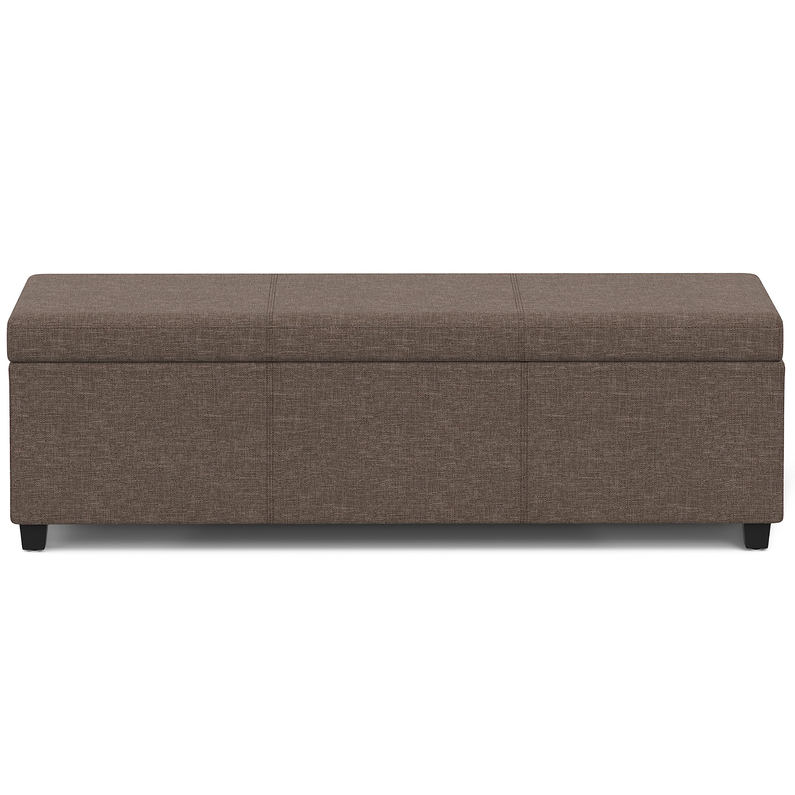 SIMPLIHOME Avalon Extra Large Storage Ottoman Bench - 54 inch Wide Upholstered Linen Look Fabric Rectangular Lift-Top Ottoman in Fawn Brown, Contemporary Bench for Living Room with Hidden Storage