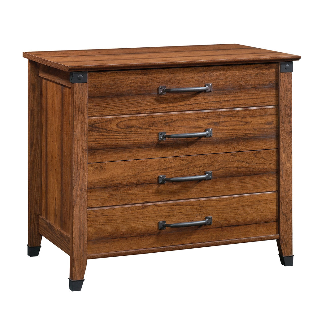 Sauder Carson Forge 2 Drawer Lateral File Cabinet, Rustic Vintage Style Filing Drawers, in Washington Cherry