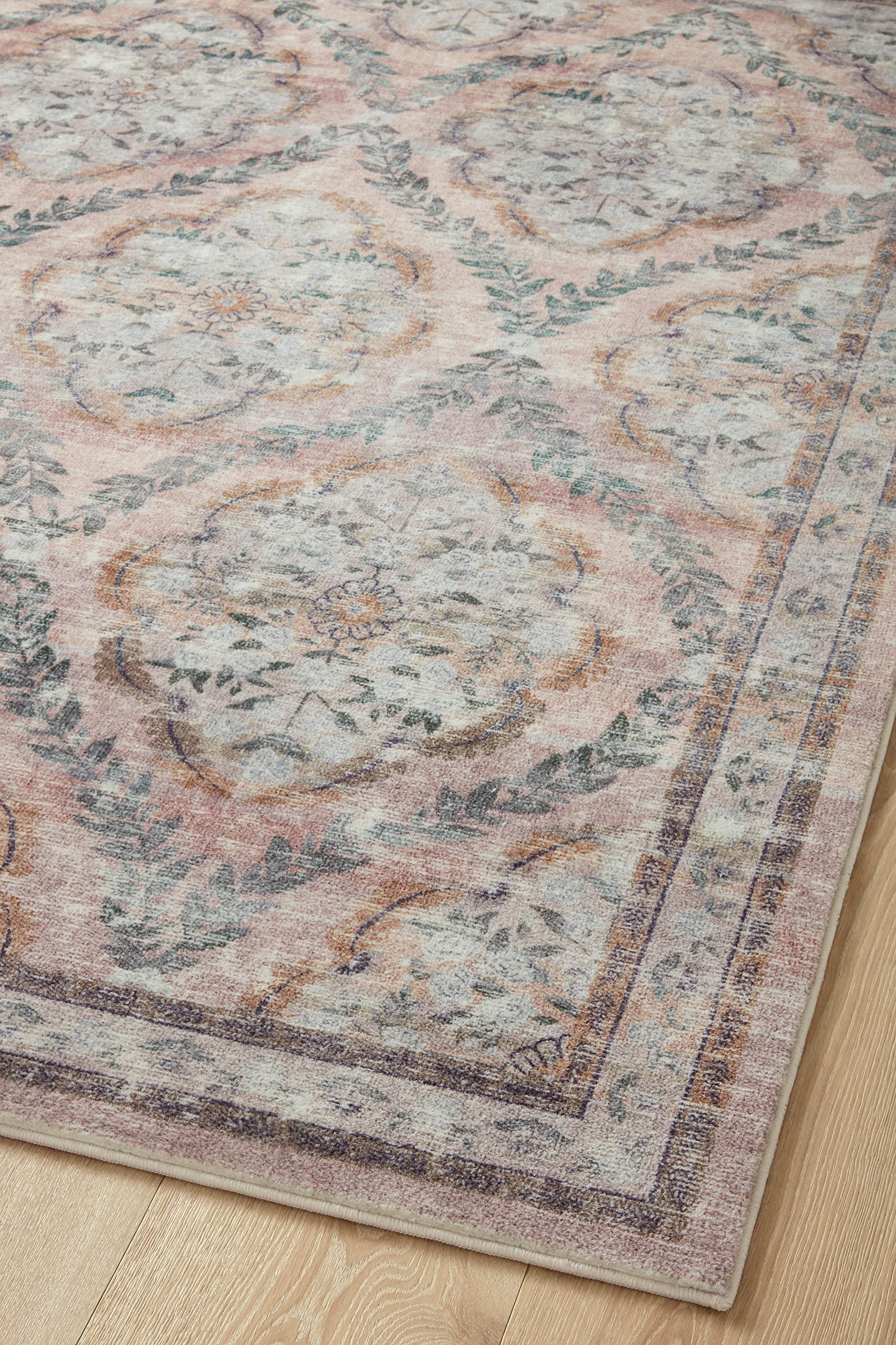 Loloi Rifle Paper Co. Courtyard Collection COU-02 Blush 7'-6" x 9'-6" Area Rug feat. CloudPile