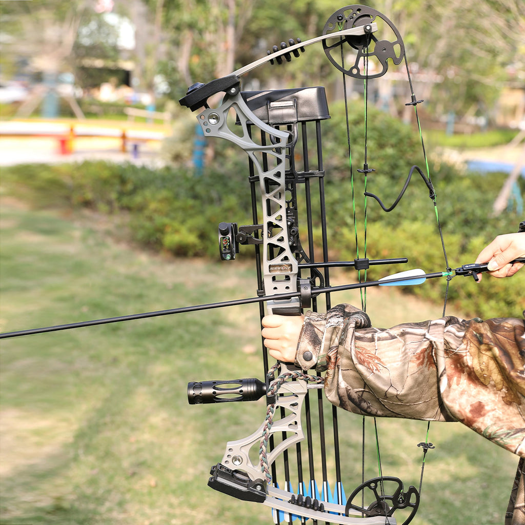 surwolf Compound Bow Kit, Hunting and Target, Limb Made in USA,Draw Weight 30-70 lbs Adjustable, Draw Length 19-30.5",up to IBO 320FPS Speed, Package with Archery Hunting Accessories (Grey)