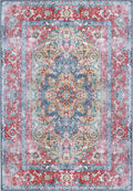 Superior Medallion Washable Rug, Non-Skid Backing, Pet & Kid Friendly, Easy Care, Non-Slip Rugs for Dining, Living Room, Kitchen, Bedroom, Low Pile Area Rug, Tanager Collection, 10' x 14', Red